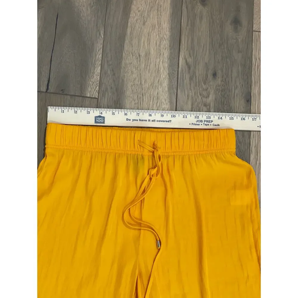 Rachel Roy Pants Wide Leg Cropped Yellow Lightweight Size M